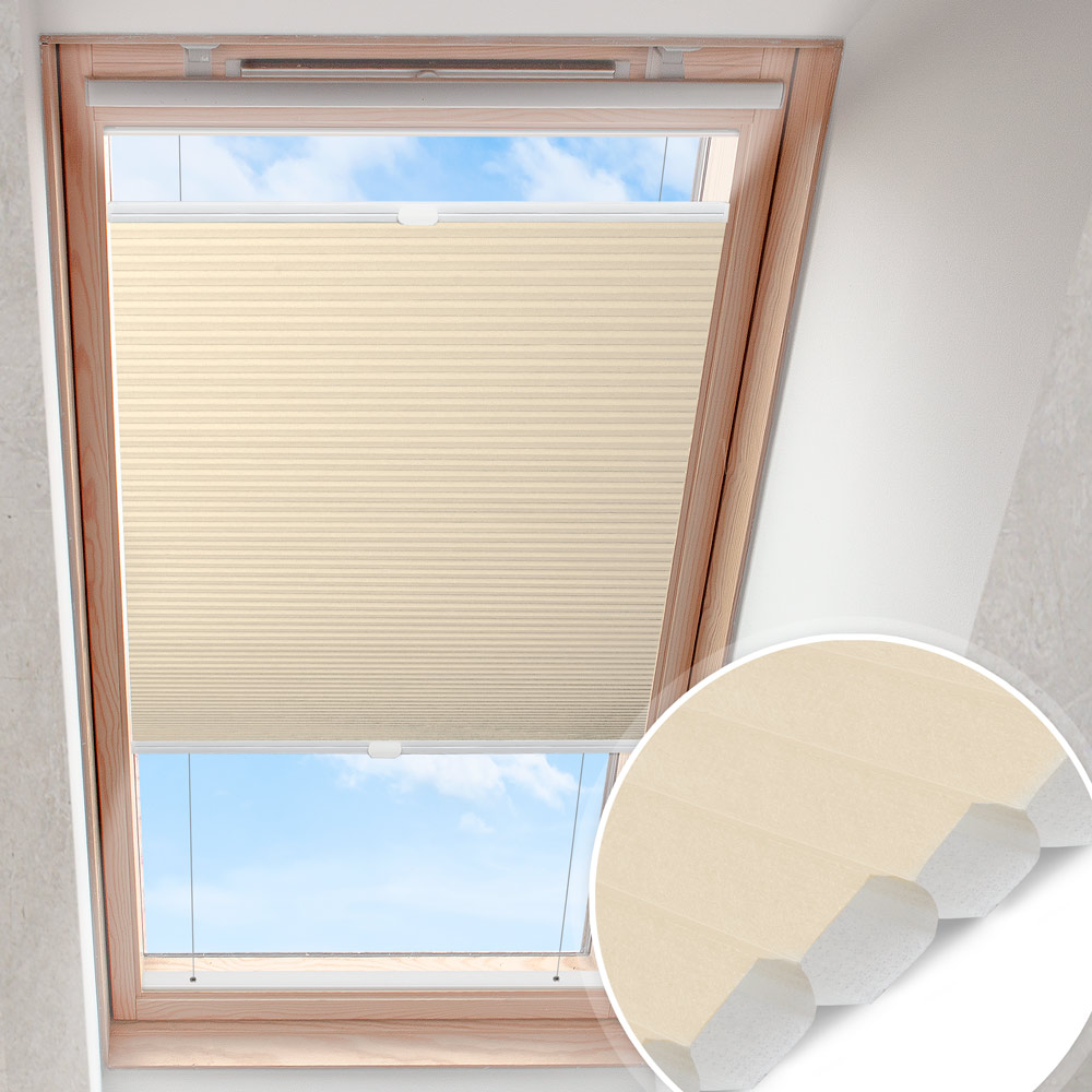 Dakraam plisségordijn Lichtbeige | Honingraat