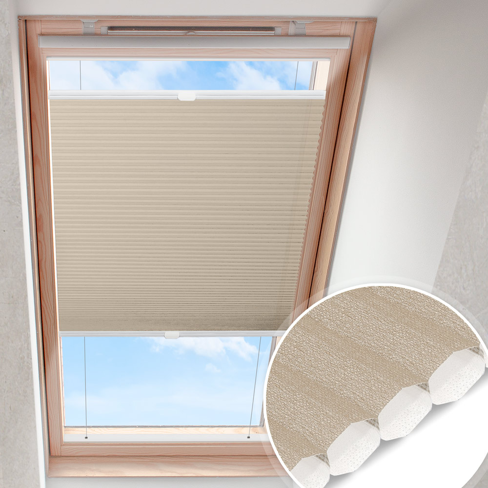 Dakraam plisségordijn Donkerbeige | Honingraat