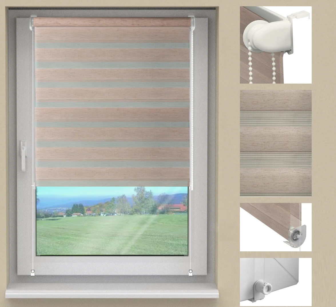 Duo rolgordijn beige in standaardmaten