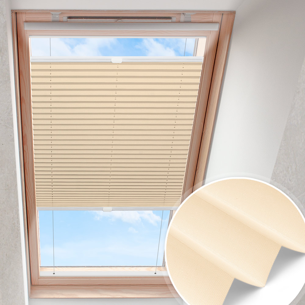 Dakraam plisségordijn Softbeige | parelmoer