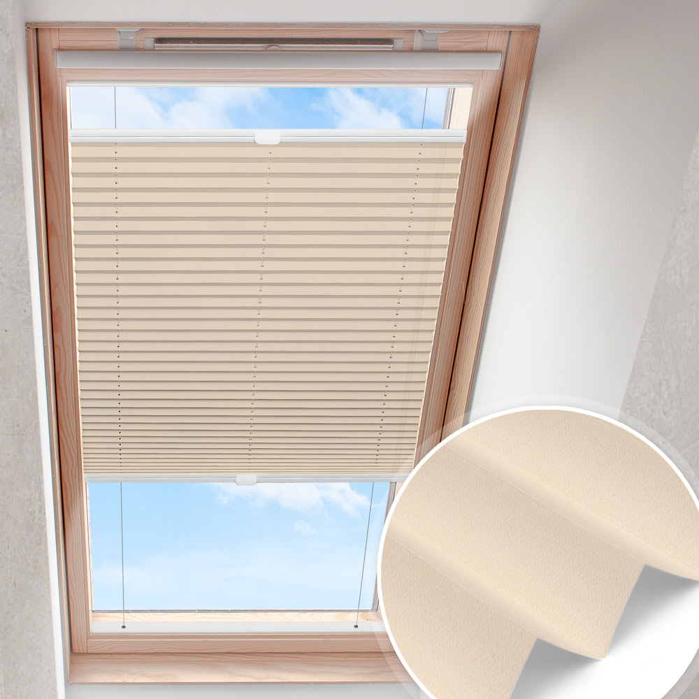 Dakraam plisségordijn Beige | parelmoer