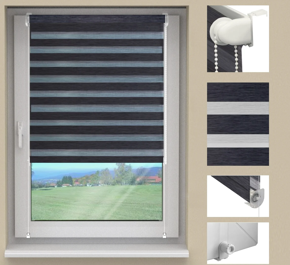 Duo rolgordijn antraciet in standaardmaten