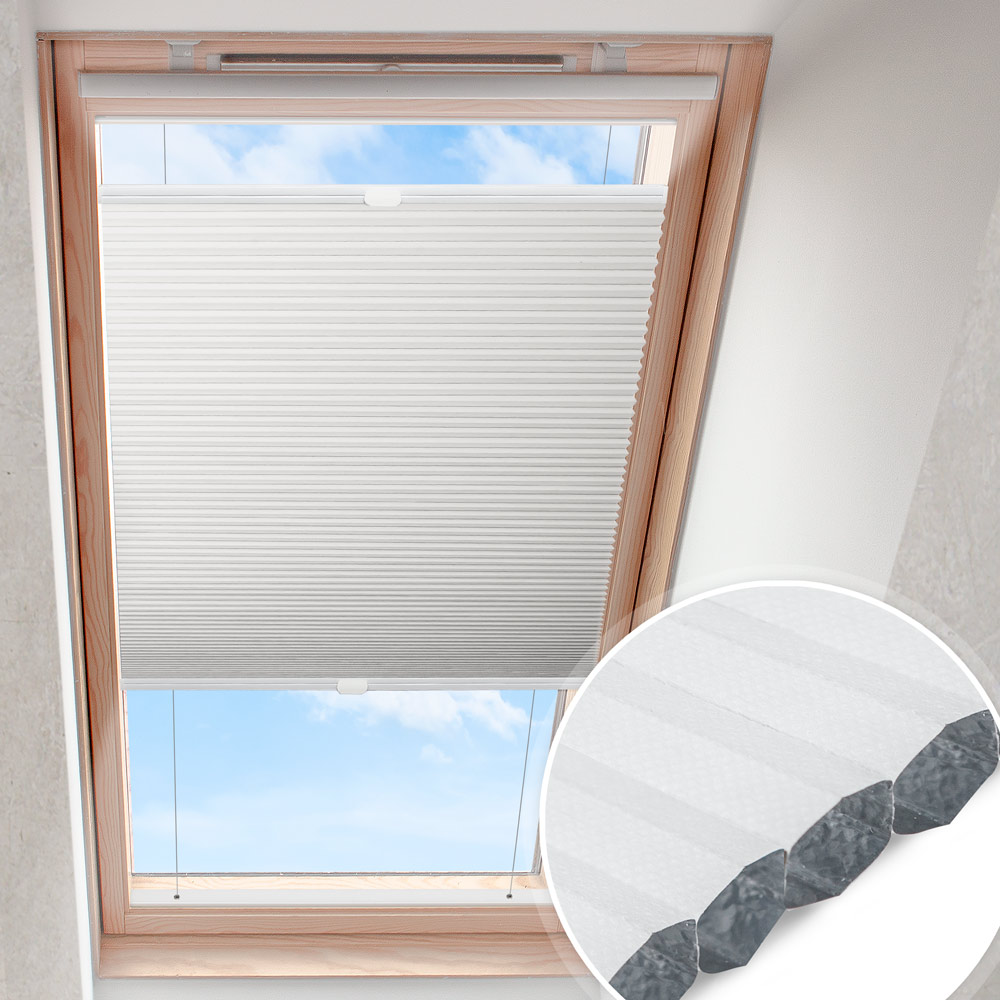 Dakraam plisségordijn Koudwit | verduisterend Honingraat