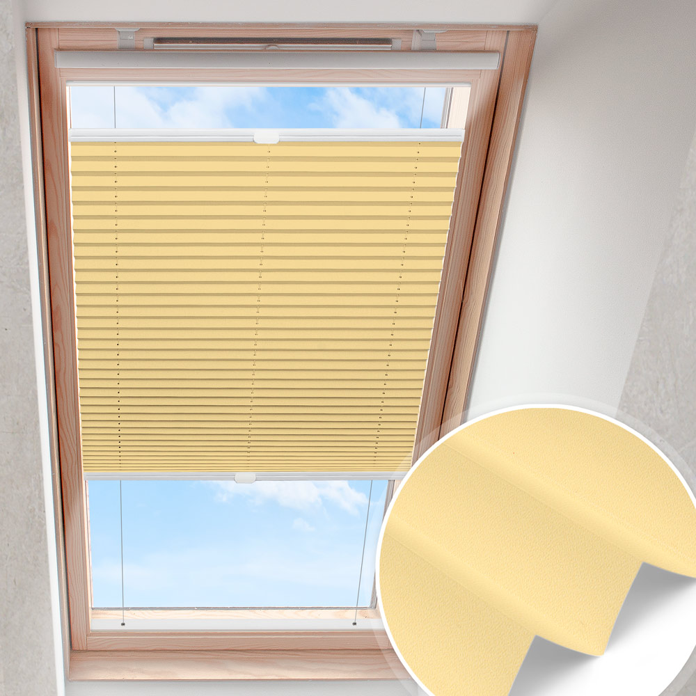 Dakraam plisségordijn Geel | lichtdoorlatend