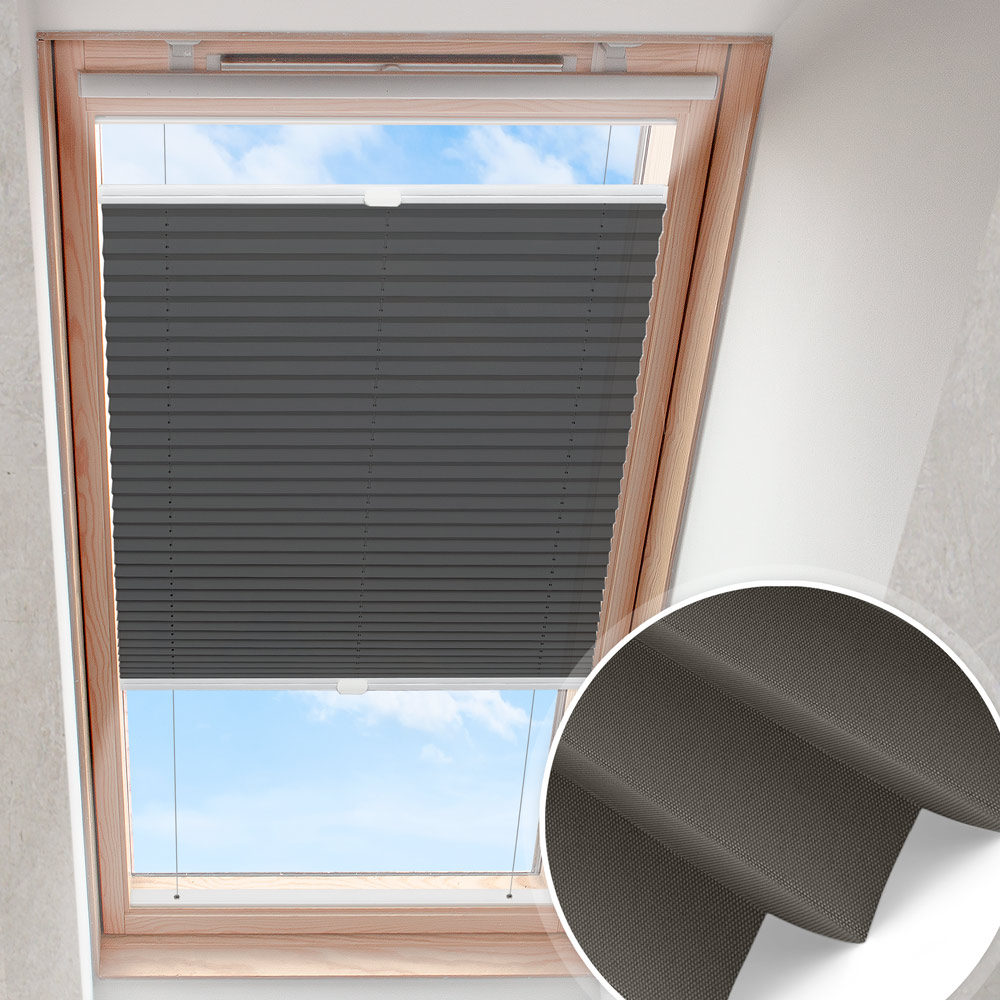 Dakraam plisségordijn Donkergrijs | lichtdoorlatend