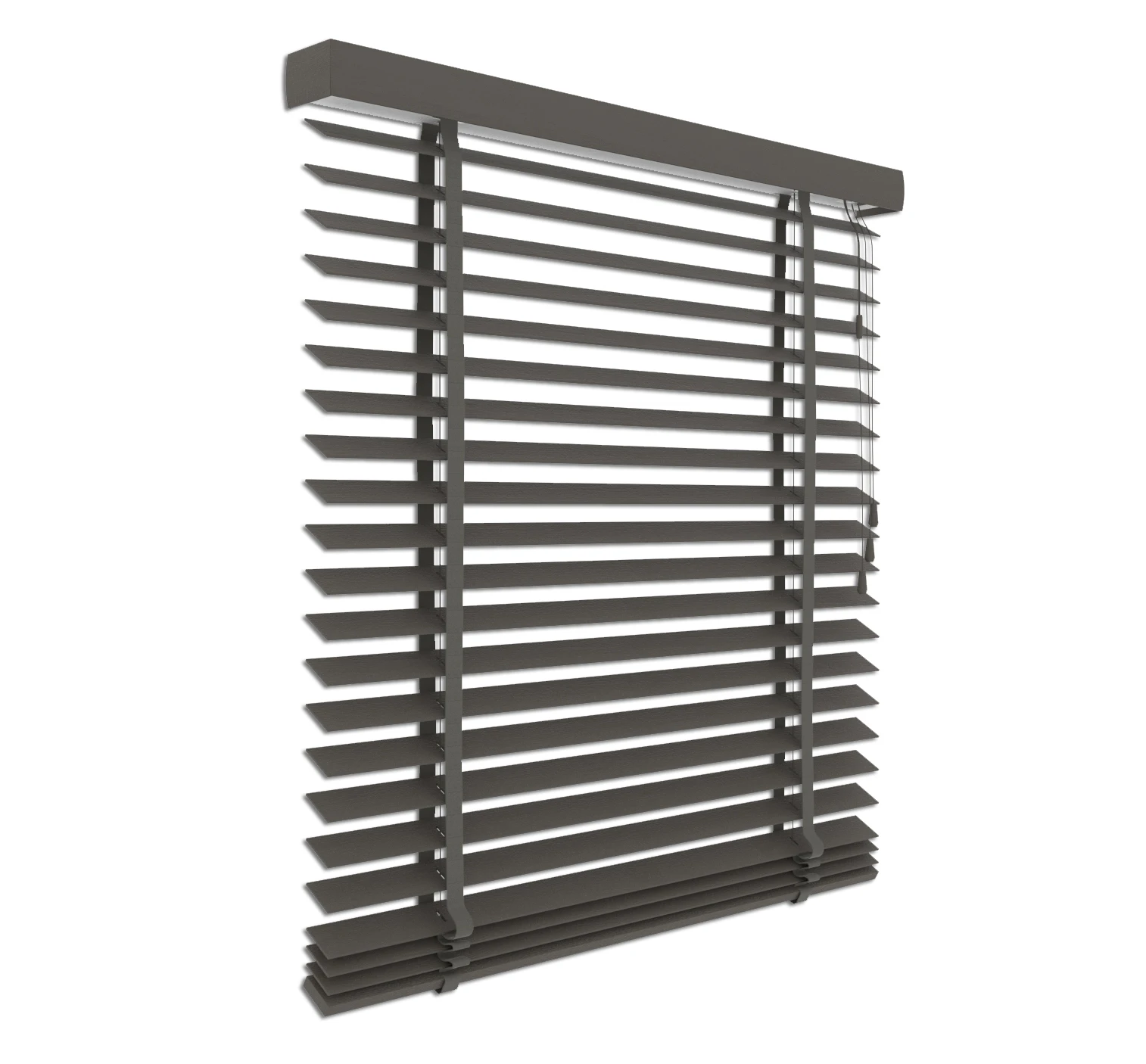 Houten jaloezie donkere Olijf eik | 50 mm Lamel