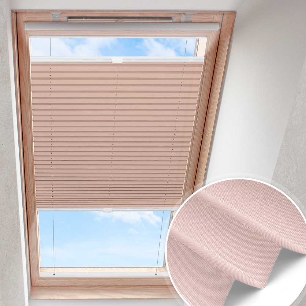 Dakraam plisségordijn Zachtroze | lichtdoorlatend